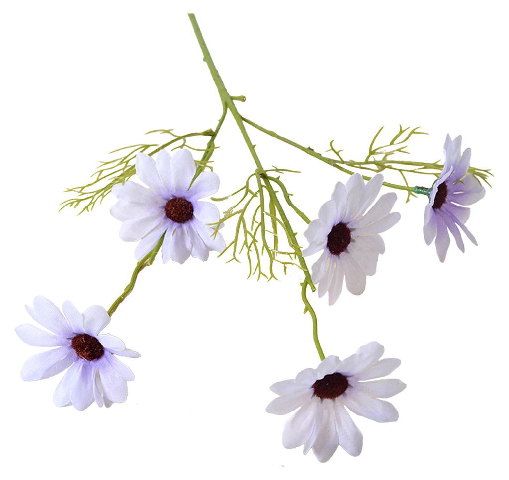 Künstlicher Blumenstrauß mit 5 Köpfen, künstlichen holländischen Chrysanthemen und Gänseblümchen, 52 cm, Seidenimitatblumen für Hochzeiten,...