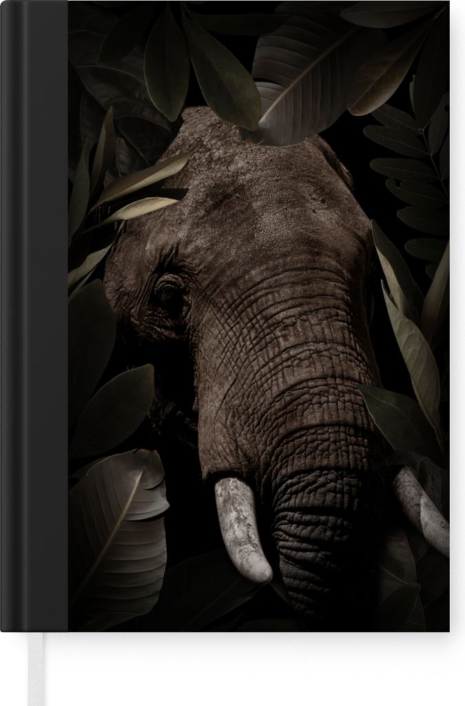 MuchoWow Notizbuch Tagebuch Haushaltsbuch Notebook A5 Elefant - Dschungel - Pflanzen - Notizblock - Notizheft - Notebook - Schreibblock - Papier