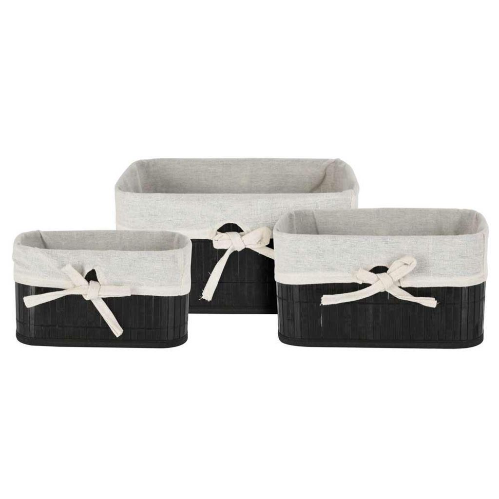 PROGARDEN Úložné košíky sada 3 ks bambus / textil Obrázok produktu 