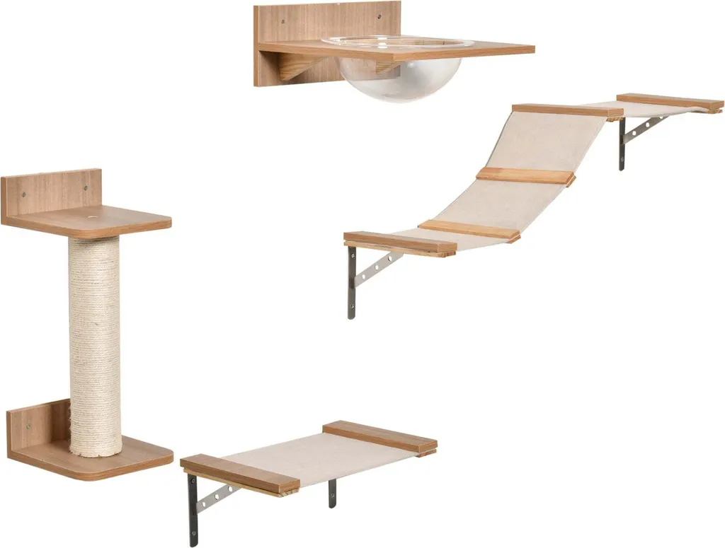 Meuble pour chat mural avec hamac confortable et griffoir sisal