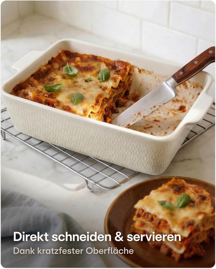Auflaufform Groß Keramik Eckig Weiß