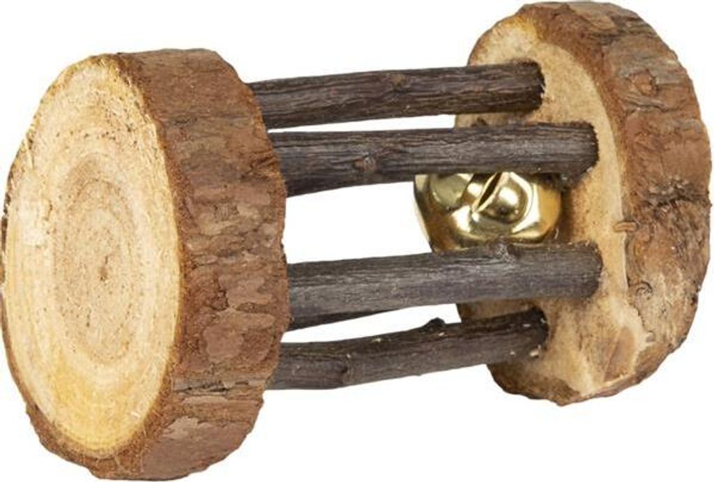 Ein Spielzeug-Nagetier. Holzrolle mit Glocke 5x7cm Flamingo