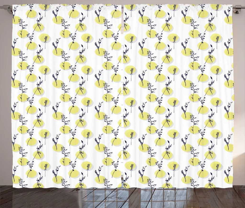 Rideau à fronces pour chambre à coucher motifs fleurs géométriques 280x225cm