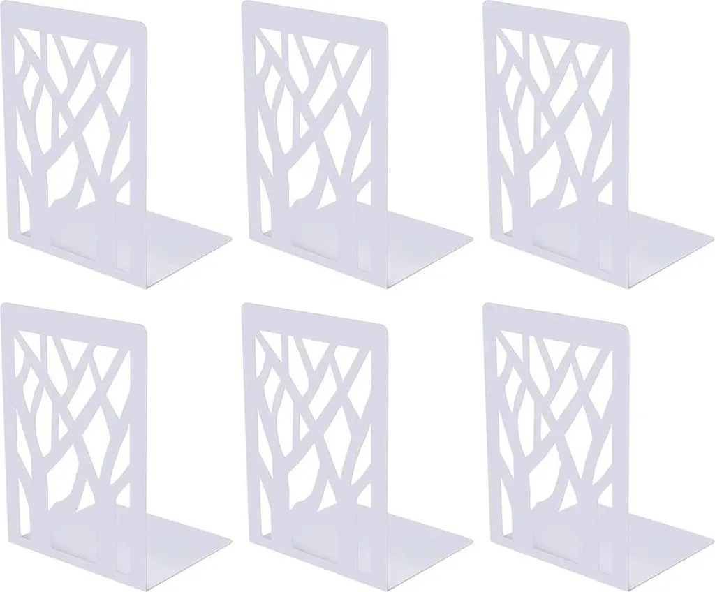 Serre-livres en métal blanc antidérapant, lot de 3 paires résistantes