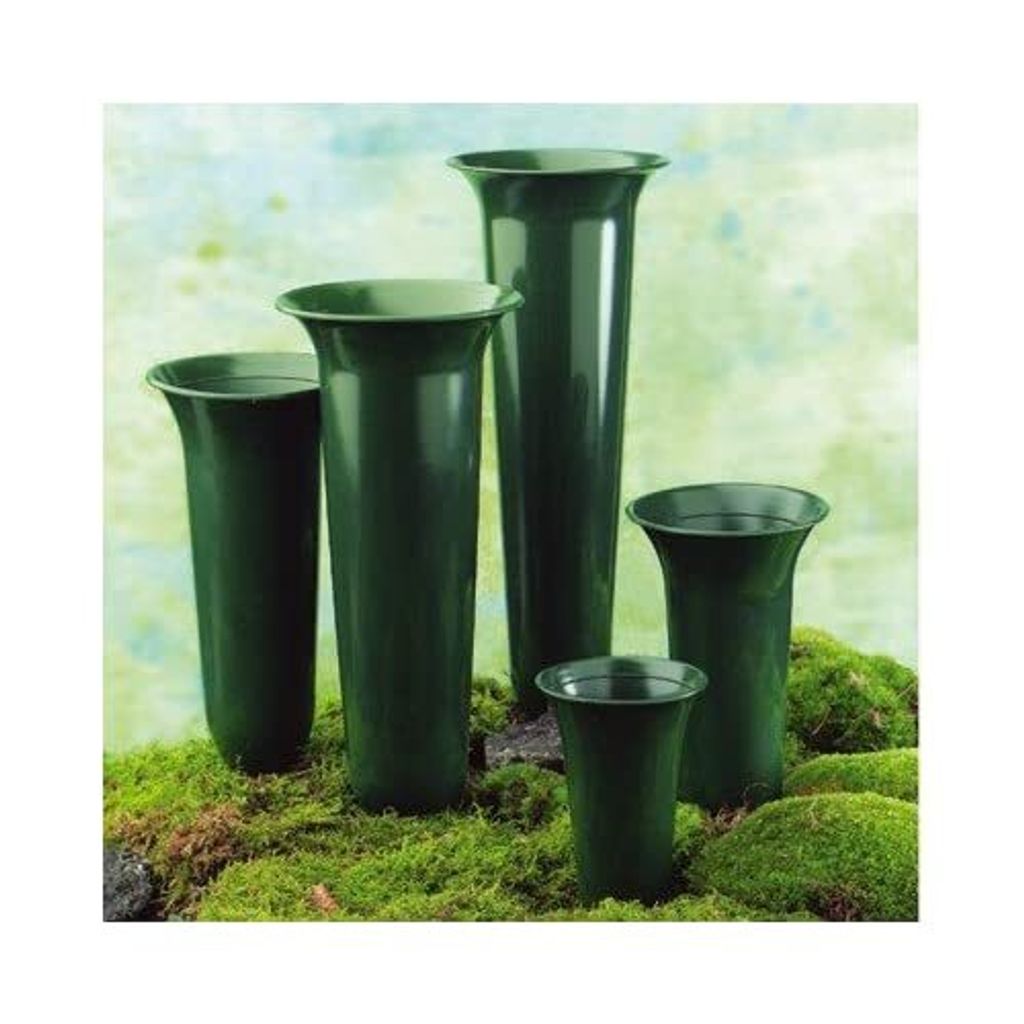 Grabvase in Tulpenform Höhe 26cm Kunststoff grün Produktbild 