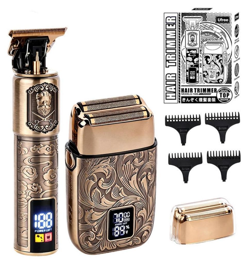 INF 2-teiliges Metall Pompadour-Carving-Set Edelstahl 15.3cm für Haar