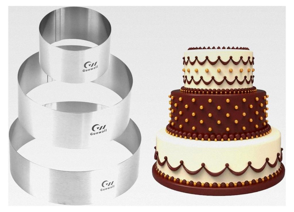 Kuchenringe aus Edelstahl, Backform hoch für das Backen, Dessertringe Ø 10, 15, 20 cm, Höhe 6 cm, 3 Stück, Rund