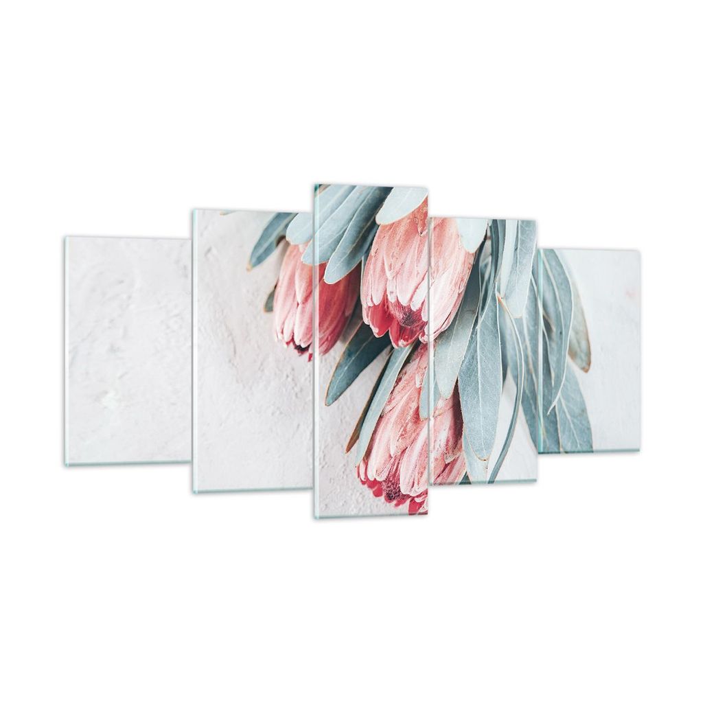 Bilder auf glas - 5 Teile - Blume Eukalyptus Australier - 160x85cm - Glasbilder - Wandbilder - Bilder - Wanddekoration aus Glas - Glas Bilder - Wan...