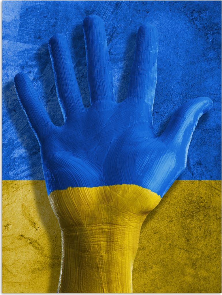 MuchoWow Poster Offene Hand bemalt mit der Flagge der Ukraine 30x40 cm - Wandplakat - Poster Kinderzimmer