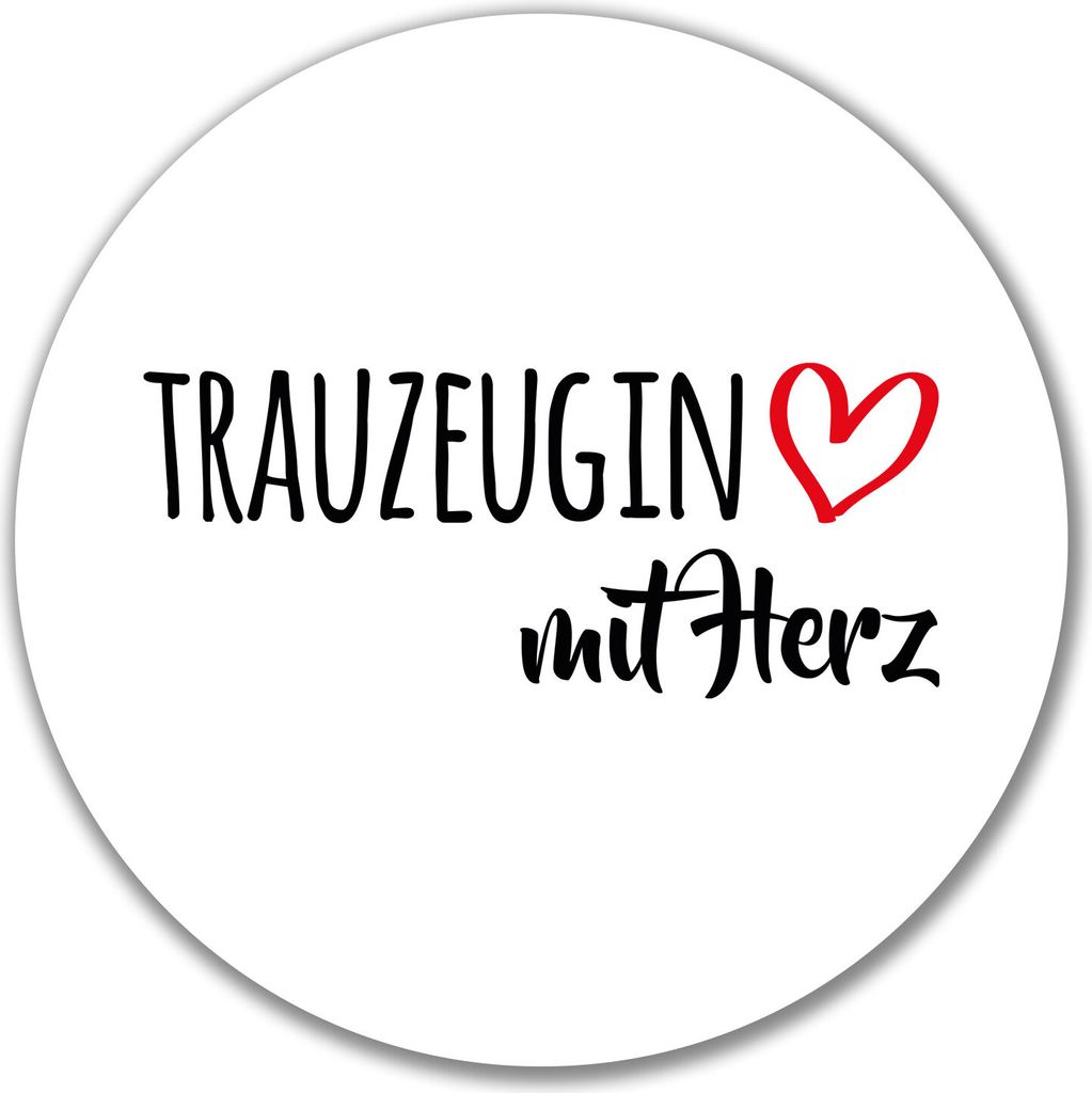 Huuraa Aufkleber Trauzeugin mit Herz 10cm rund Sticker Produktbild 
