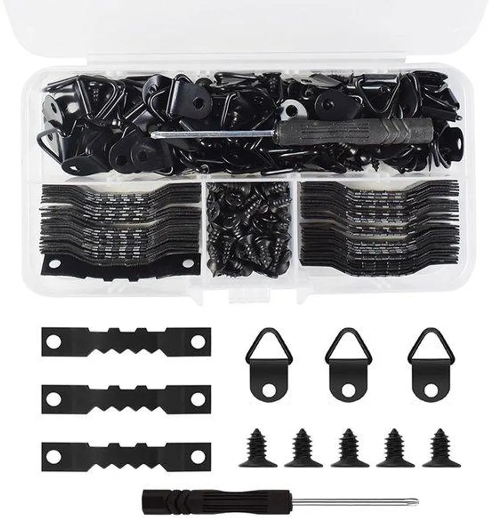Kit d'accrochage mural pour cadres et photos noir avec 251 pièces et coffret