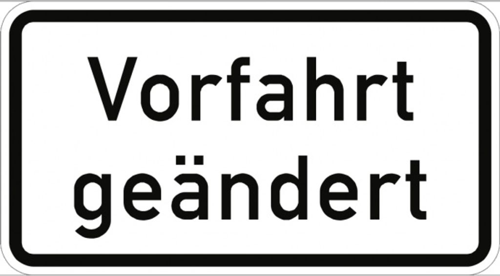 Verkehrsschild VZ1008-30, Vorfahrt geändert, Alu, RA2, 420x231 mm