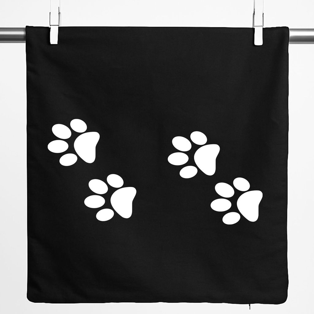 Huuraa Kissenbezug Fußtapsen Tapsen 40x40cm Black Baumwolle Dekokissenbezug Geschenkidee