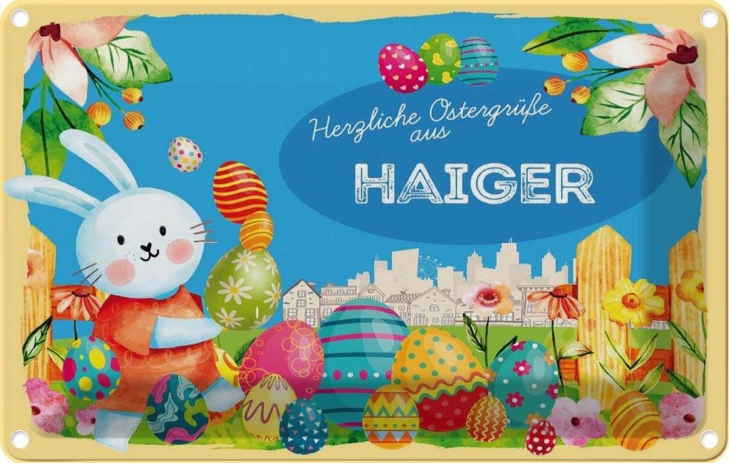 vianmo Blechschild 20x30 cm Ostergrüße HAIGER Ostern Gruß Fest