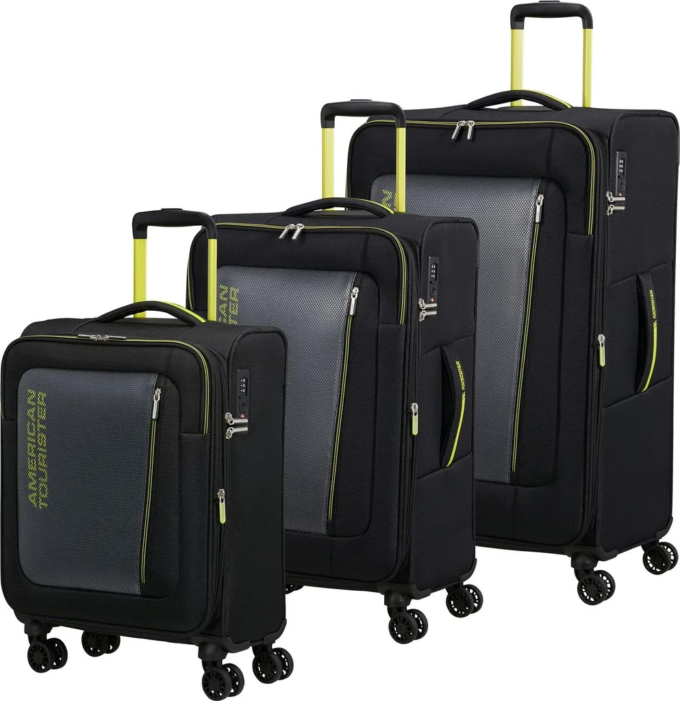 Valise anti-choc American Tourister Aktivus 3 pièces noir lime
