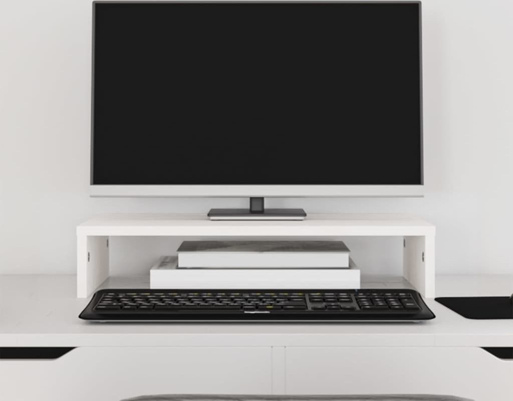 vidaXL Stojan na monitor biely 50x27x10 cm z masívneho Obrázok produktu 