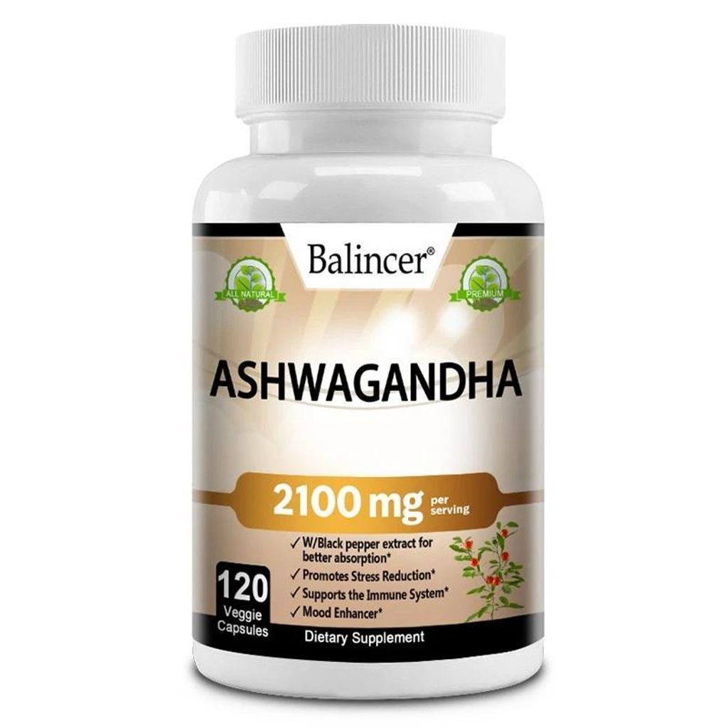 Ashwagandha 2100 mg (120 Kapseln) Nahrungsergänzungsmittel, Immunsystem, Stimmung, Angst, Gehirn, Gedächtnis, Stimmung, Entspannung