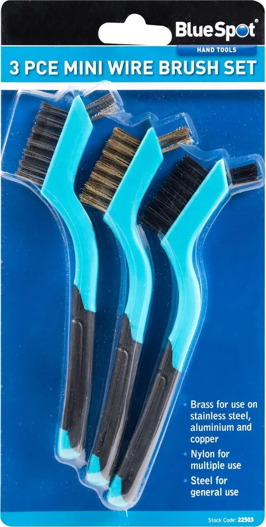 Kit Blue Spot Tools 22503: 3 Mini Spazzole Professionali per Pulizia