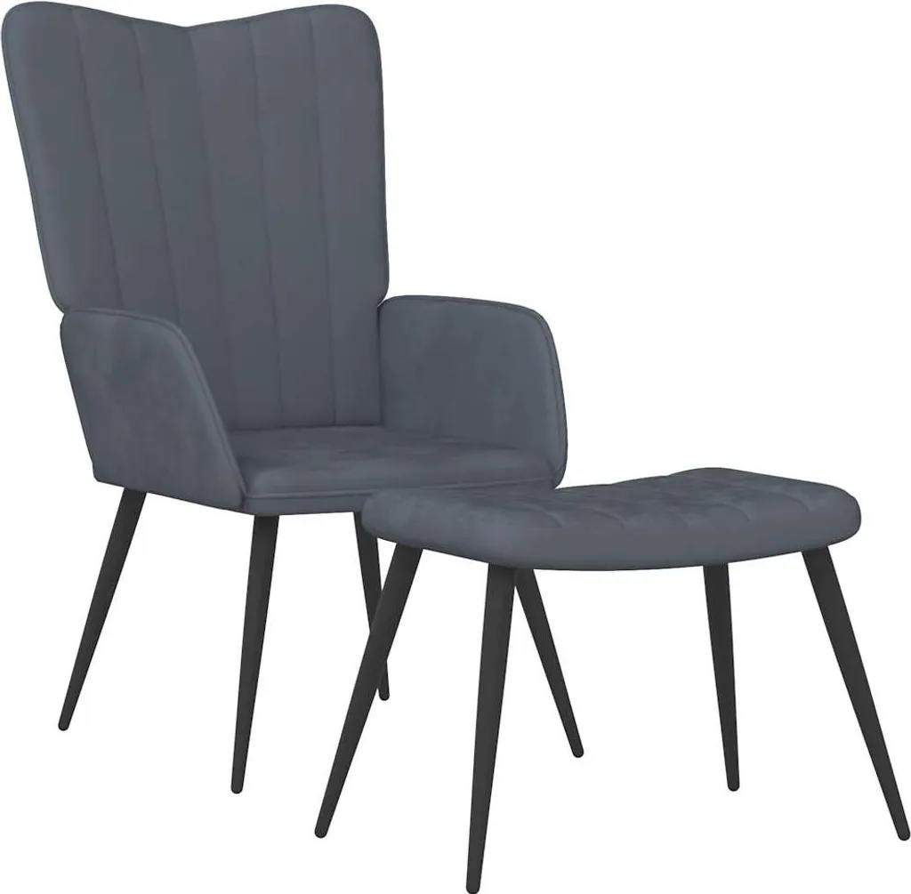 vidaXL Poltrona Relax Velluto Grigio con Sgabello | Robusta e Chic