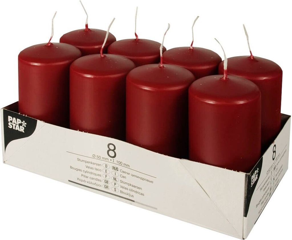 STARPAK Bougie ronde diamètre : 50 mm bordeaux 8 pièces Image du produit 