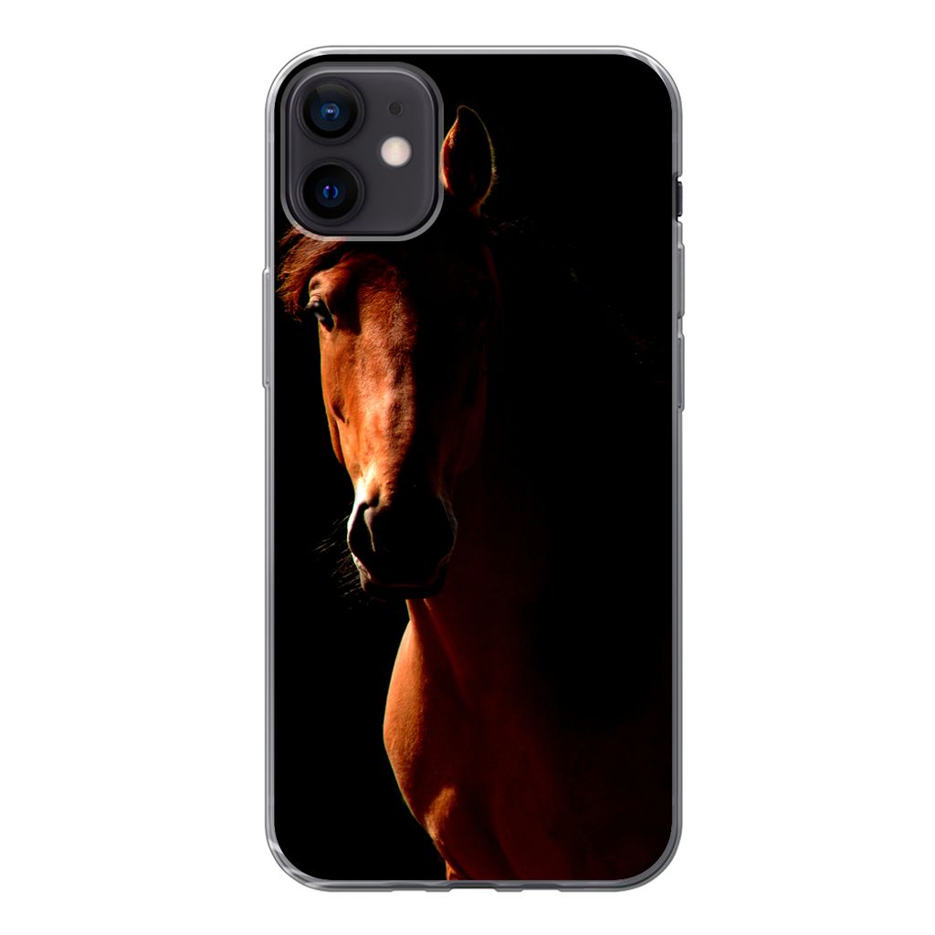 MuchoWow Handyhülle Schutzhülle Hülle für iPhone 12 mini Pferd - Licht - Porträt Silikon Softcase Handy Hülle - Bild