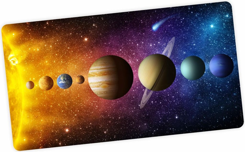 stabile XXL Vinyl Schreibtischunterlage Sonnensystem Bastelmatte Kinder Platzset abwaschbar