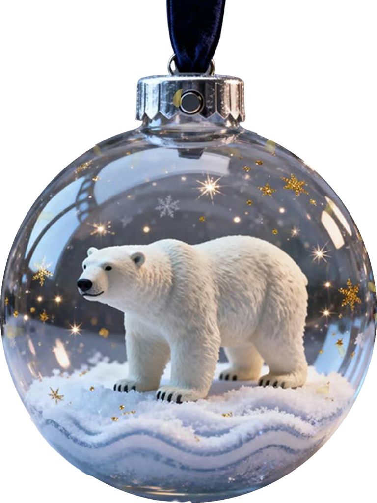 3D-Tier-Weihnachtsdekoration, durchsichtige Kunststoff-Weihnachtskugeln zum Aufhängen mit funkelnden Sternen für die winterliche Weihnachtsbaumde...