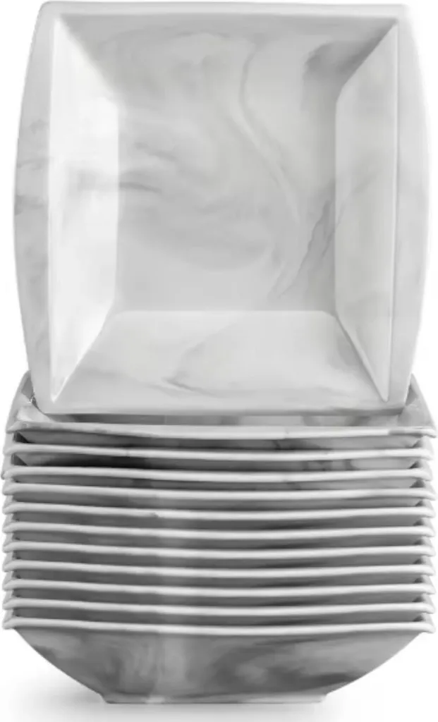 Servizio da tavola Splendid - Servizio da 12 pezzi - Ceramica Marmerlook - Piatti per la colazione e per la cena - Perfetti per le cene