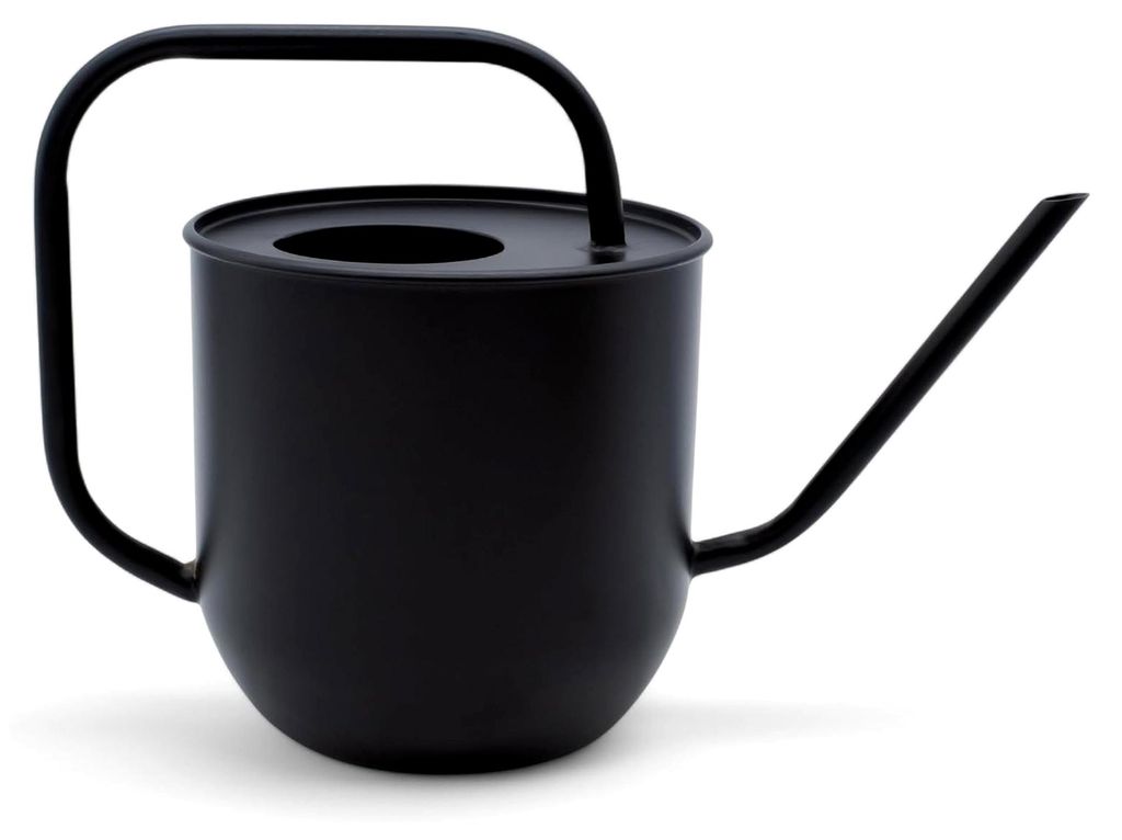 Metallische Gießkanne für Blumen in Schwarz Matt - 1,8 L - Gießkanne mit langem Ausguss - Elegante Wasserkanne für Zimmerpflanzen im Büro