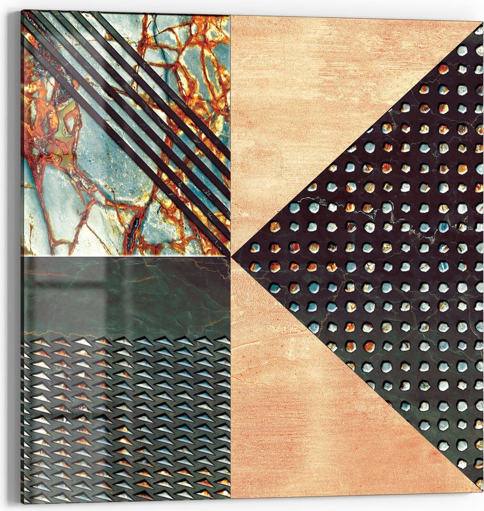 DEQORI Glasbild Acryl 50x50 cm 'Dekoratives Fliesendesign' Wandbild Bild modern Deko