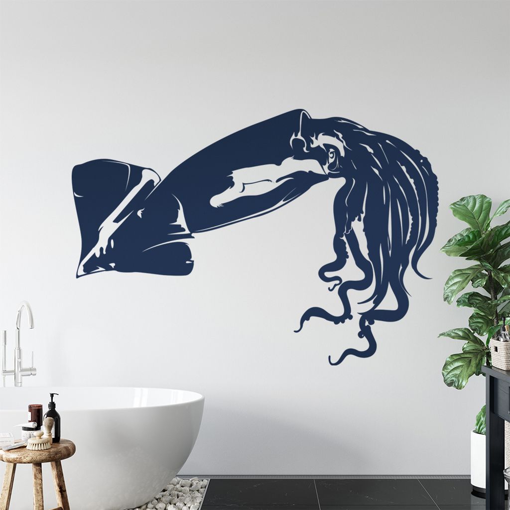 KIWISTAR Riesen Kalmar Tintenfische Wandtattoo in 6 Größen - Wandaufkleber Wall Sticker - Dekoration, Küche, Wohnzimmer, Schlafzimmer, Badezimmer