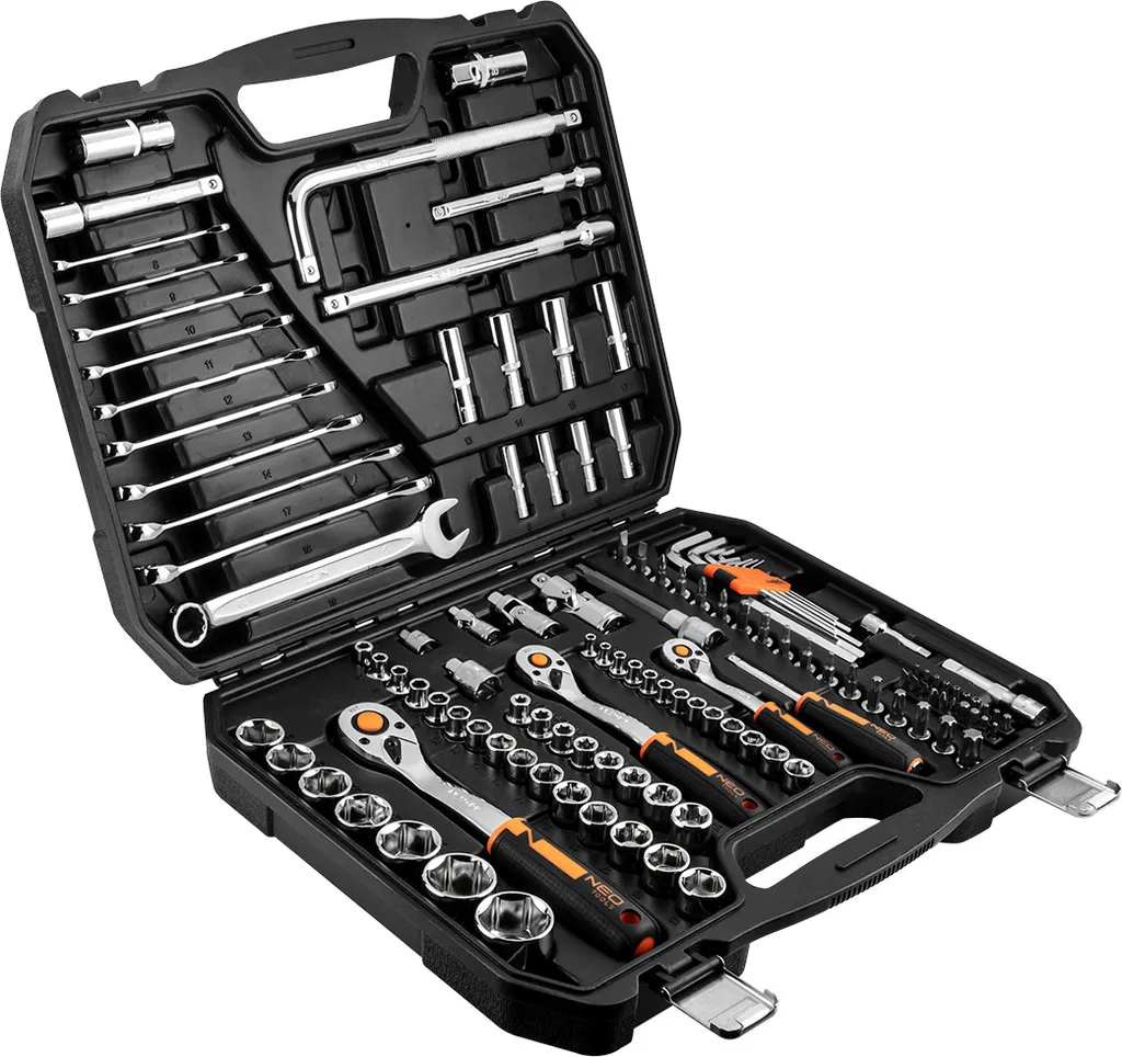 Coffret de douilles et cliquets 126 pièces NEO en acier Chrome Vanadium