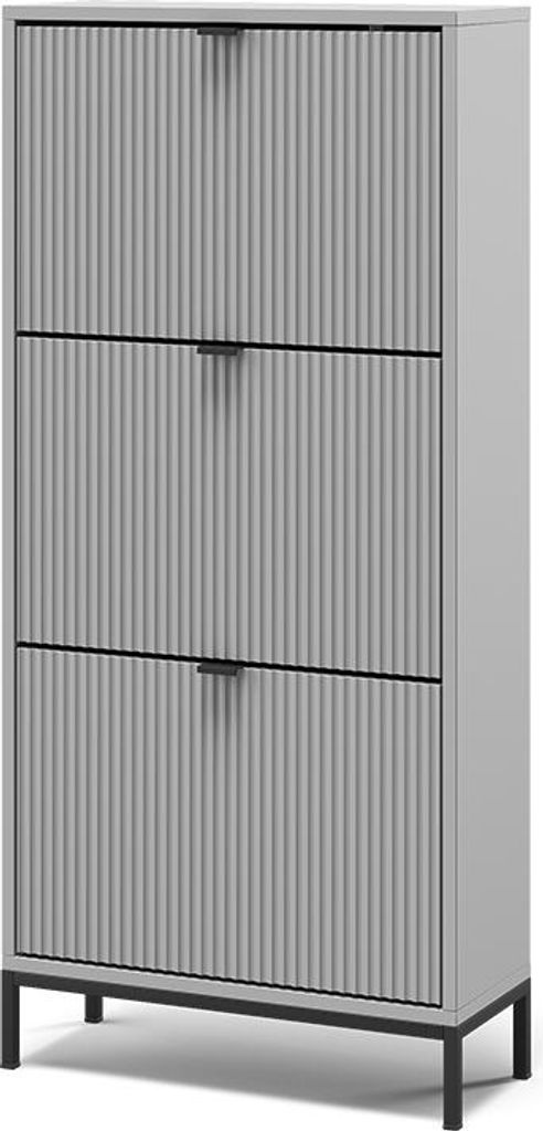 Benne à chaussures Vicco Eliza Gris 60x130cm avec 3 tiroirs Image du produit 