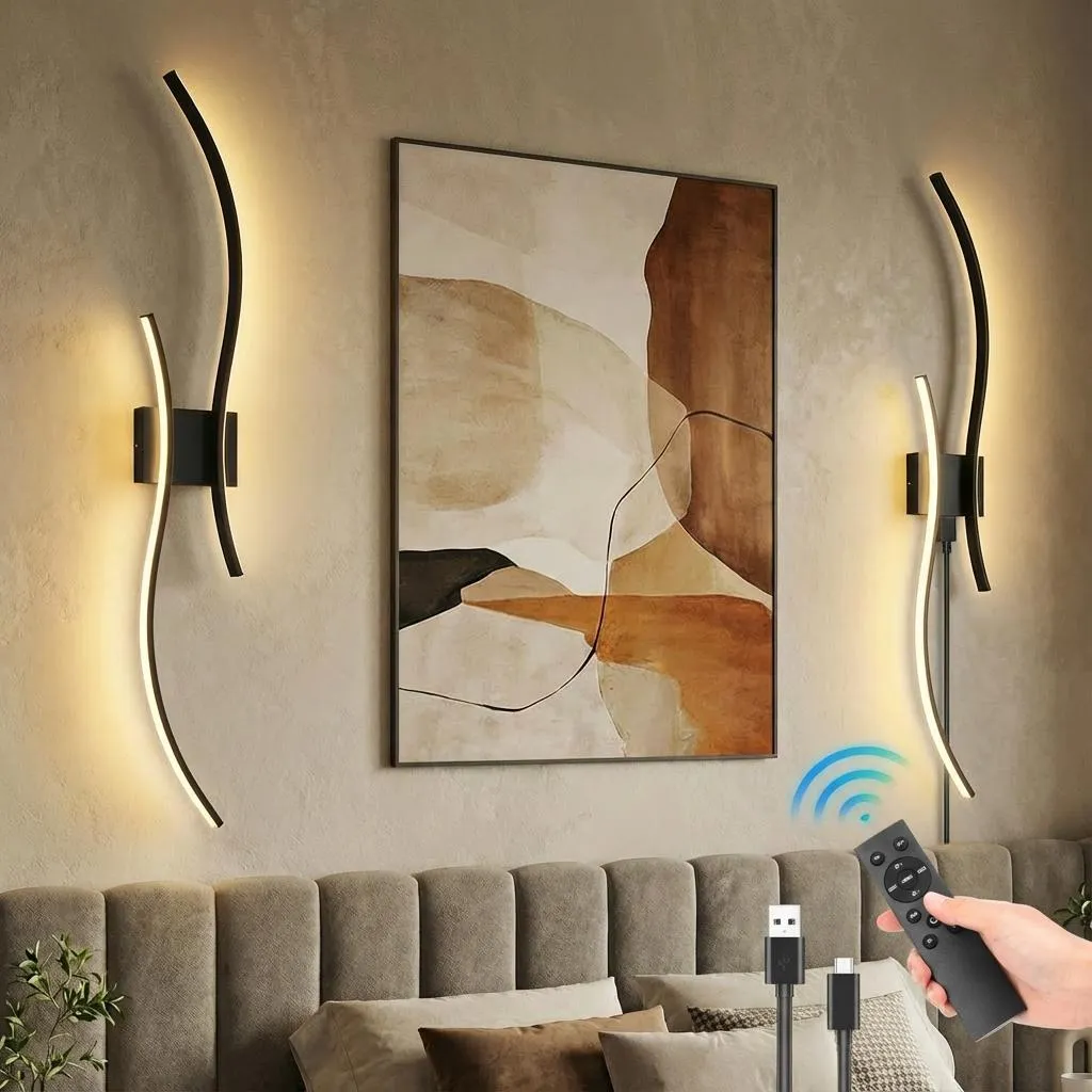 Applique Murale LED Rechargeable 100cm avec Télécommande et USB-C Noir - 4