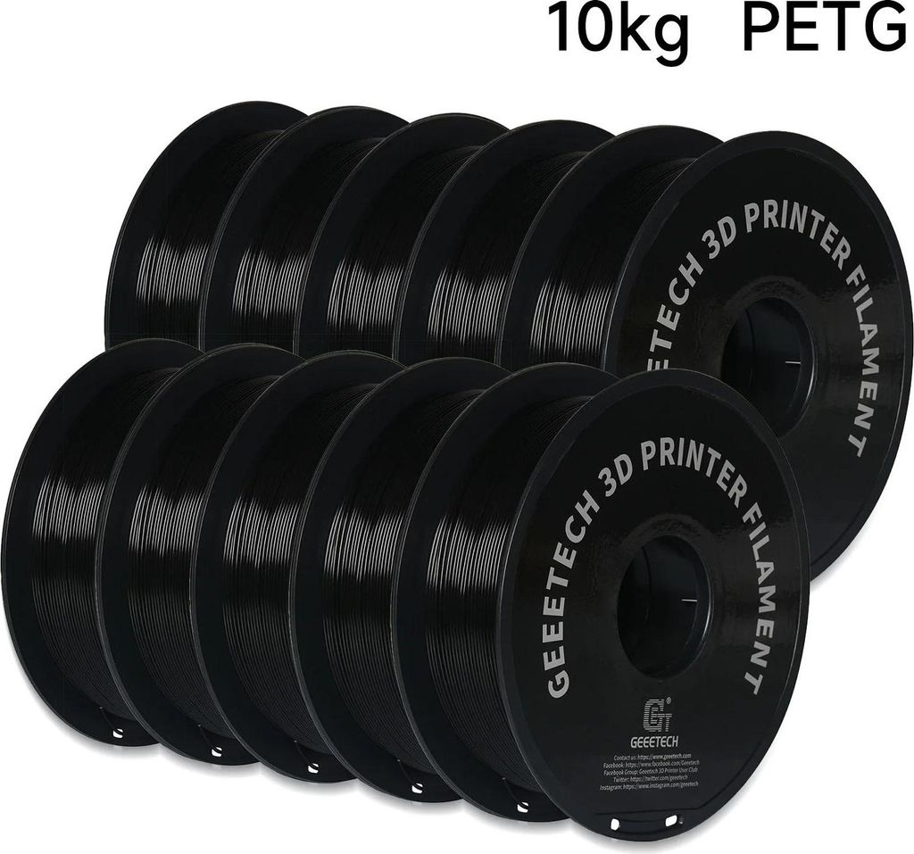 3D-Drucker-Filament - PETG 1,75 mm - Länge 343 m - Für FDM-Drucker - Vakuumverpackt - Schwarz