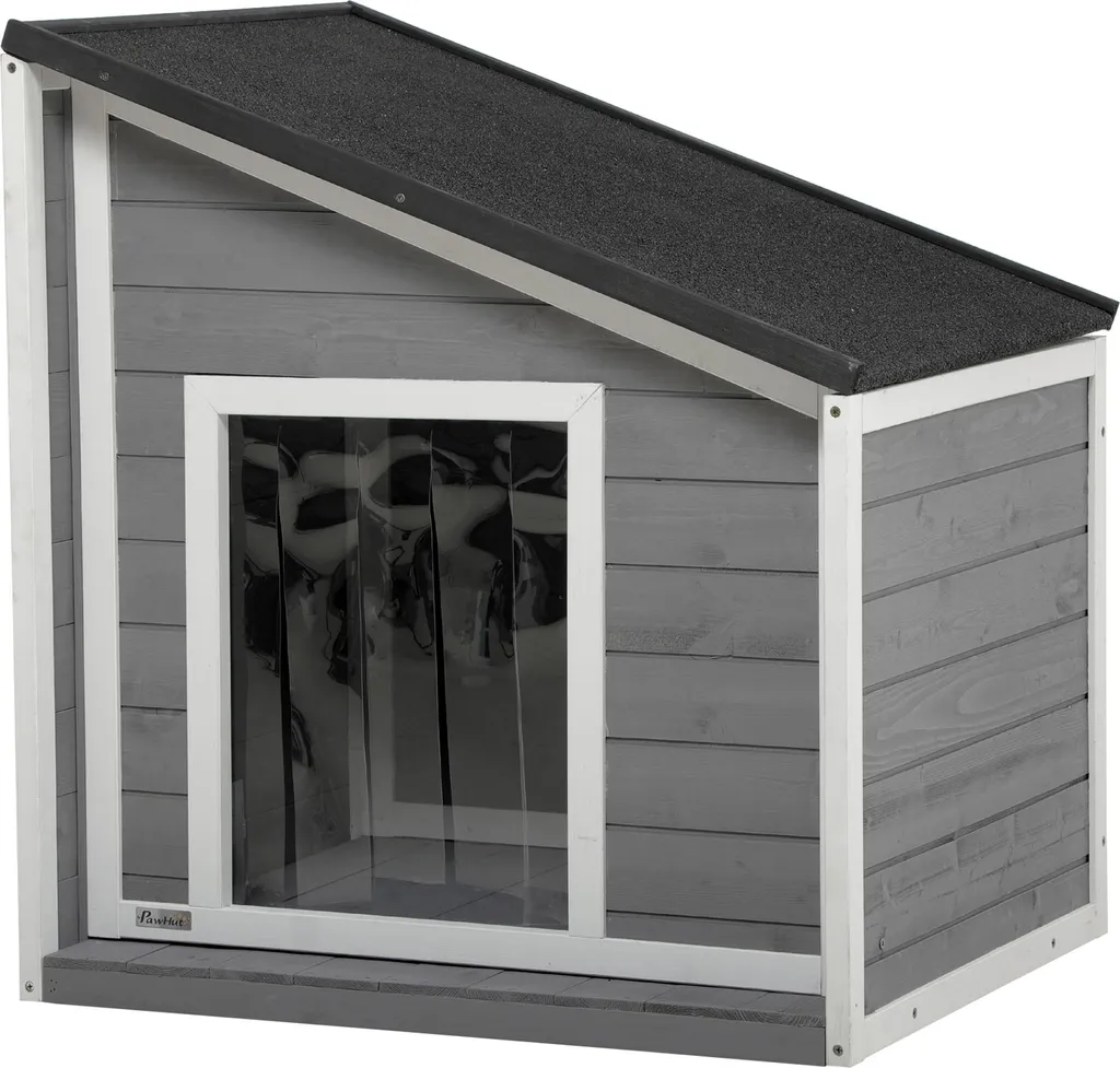 Niche pour chien PawHut en bois de sapin avec toit en bitume extérieur