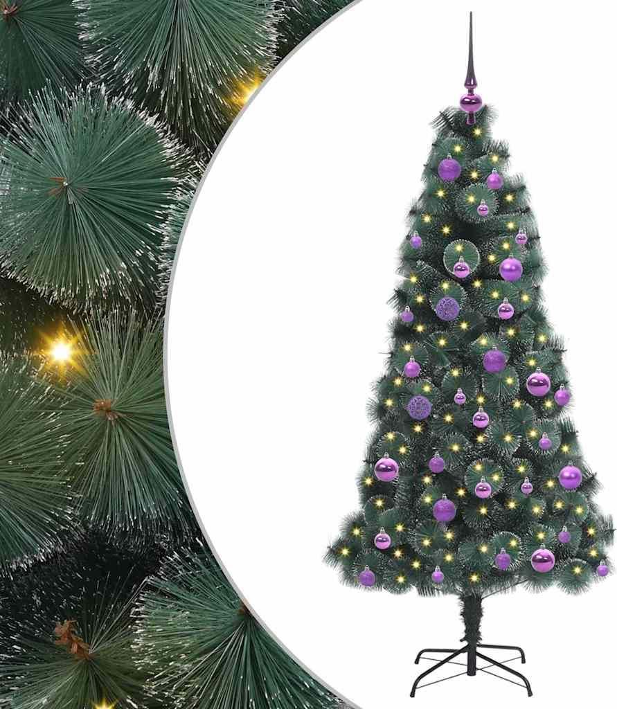 vidaXL Künstlicher vorbeleuchteter Weihnachtsbaum mit Kugelset 150 cm