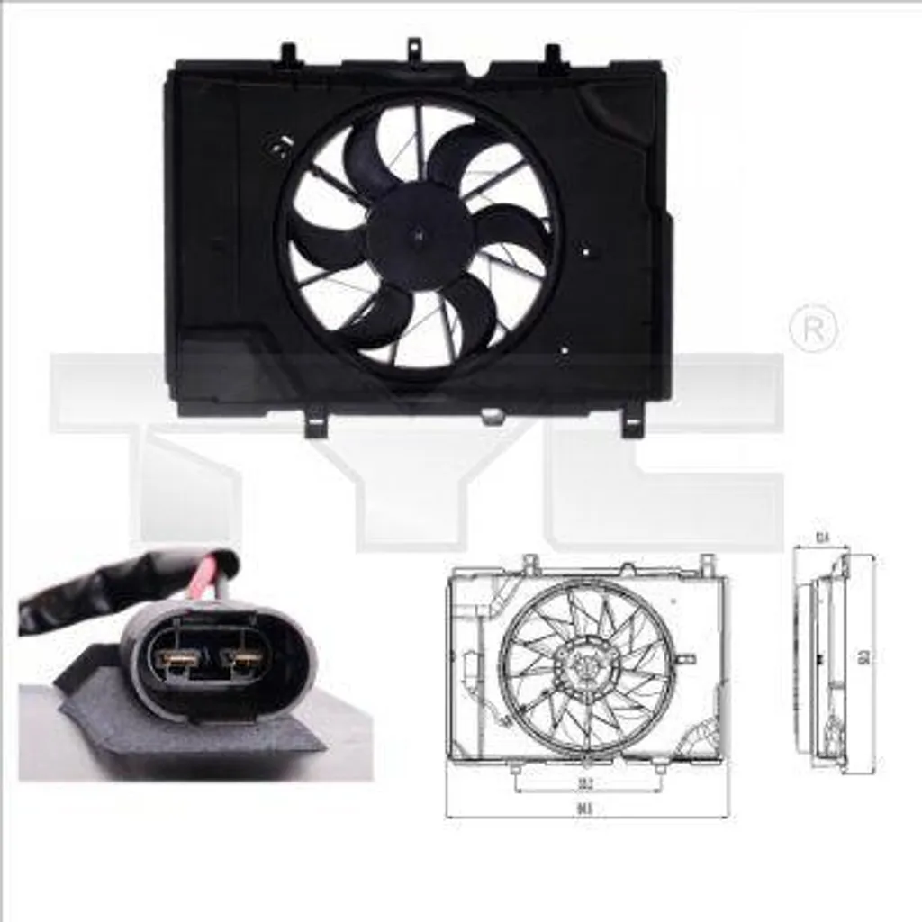 Ventilateur Radiateur Haute Résistance TYC compatible Mercedes SLK CLK