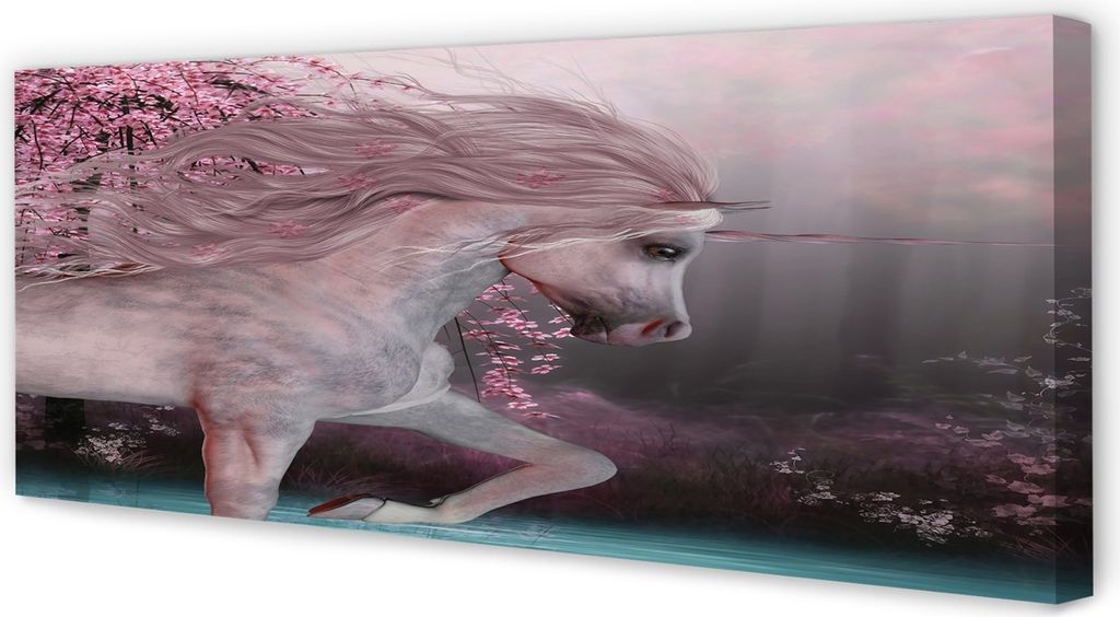 Leinwandbild 125x50 Wandkunst Unicorn Bäume See