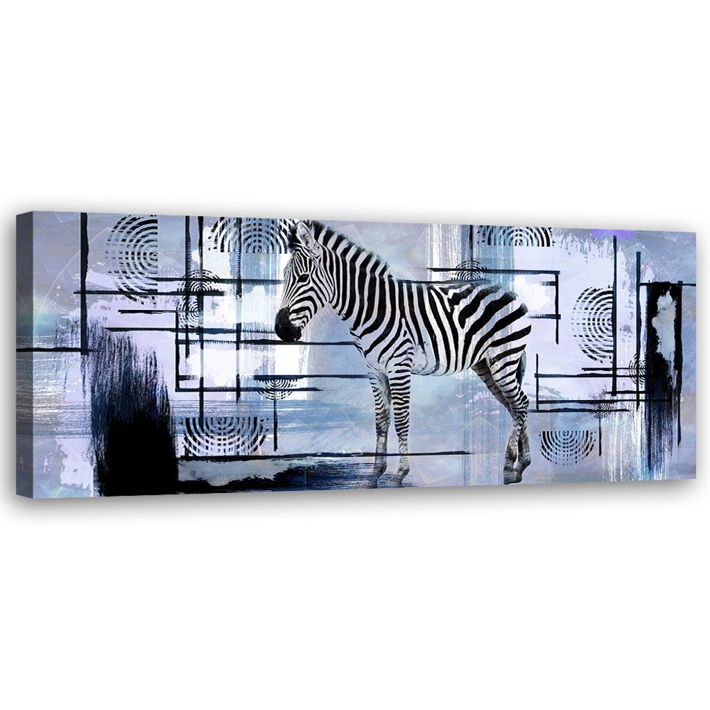 Leinwandbild Blaues Zebra Abstraktion 120x40 Feeby Blau bild für die wand bereit zum aufhängen