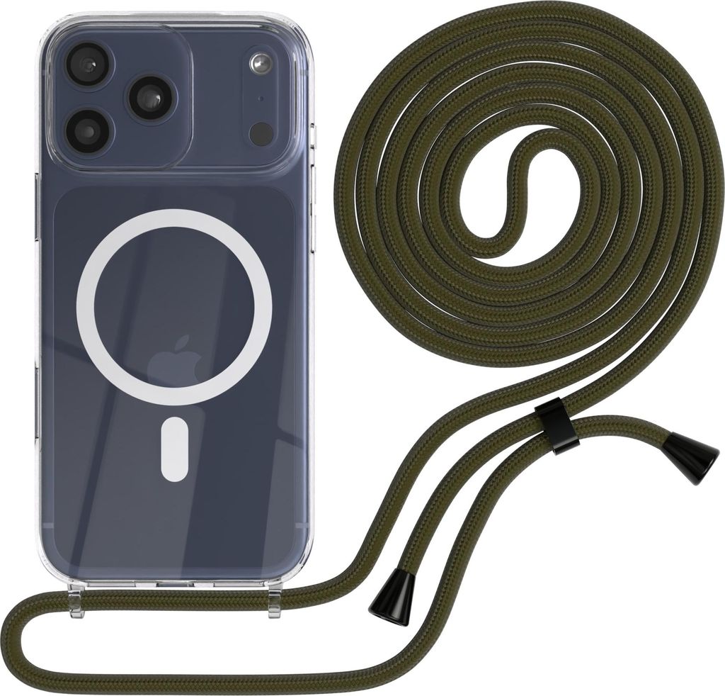 EAZY CASE - Handykette kompatibel mit Apple iPhone 17 Pro Max, Kette zum Umhängen, Handyhülle stoßfest, Silikonhülle mit Band, Transparente Hü...