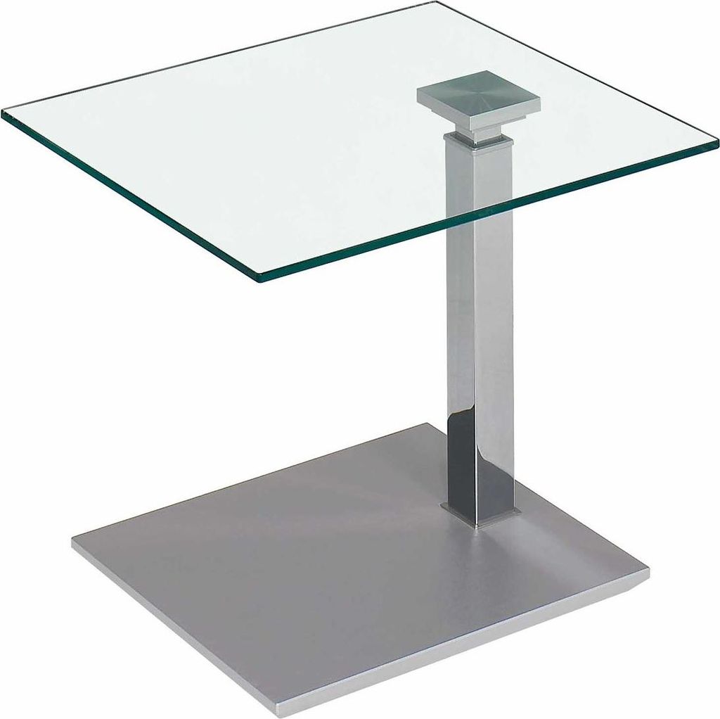 Beistelltisch höhenverstellbar Charita 55x47x47 Glas Chrom/Klarglas