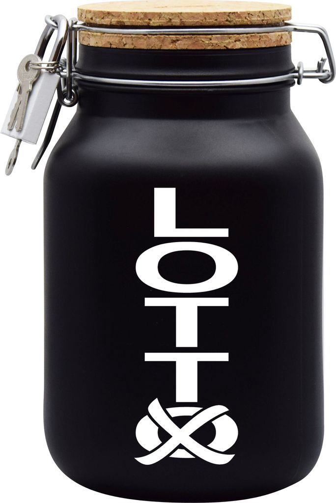 Spardose Geld Geschenk Ideen Lotto Schwarz Größe XL 2 Liter