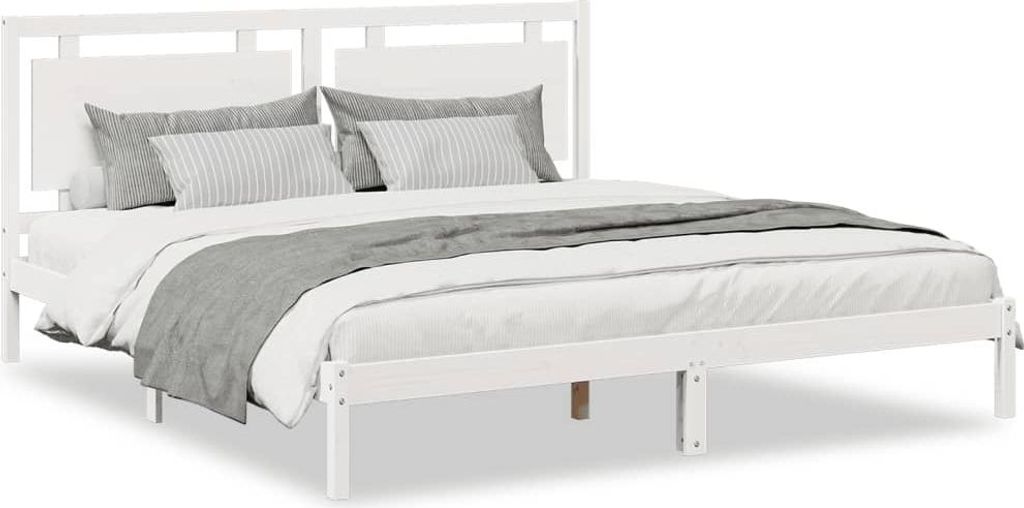 vidaXL Massivholzbett Extra Lang ohne Matratze Weiß 200x220 cm