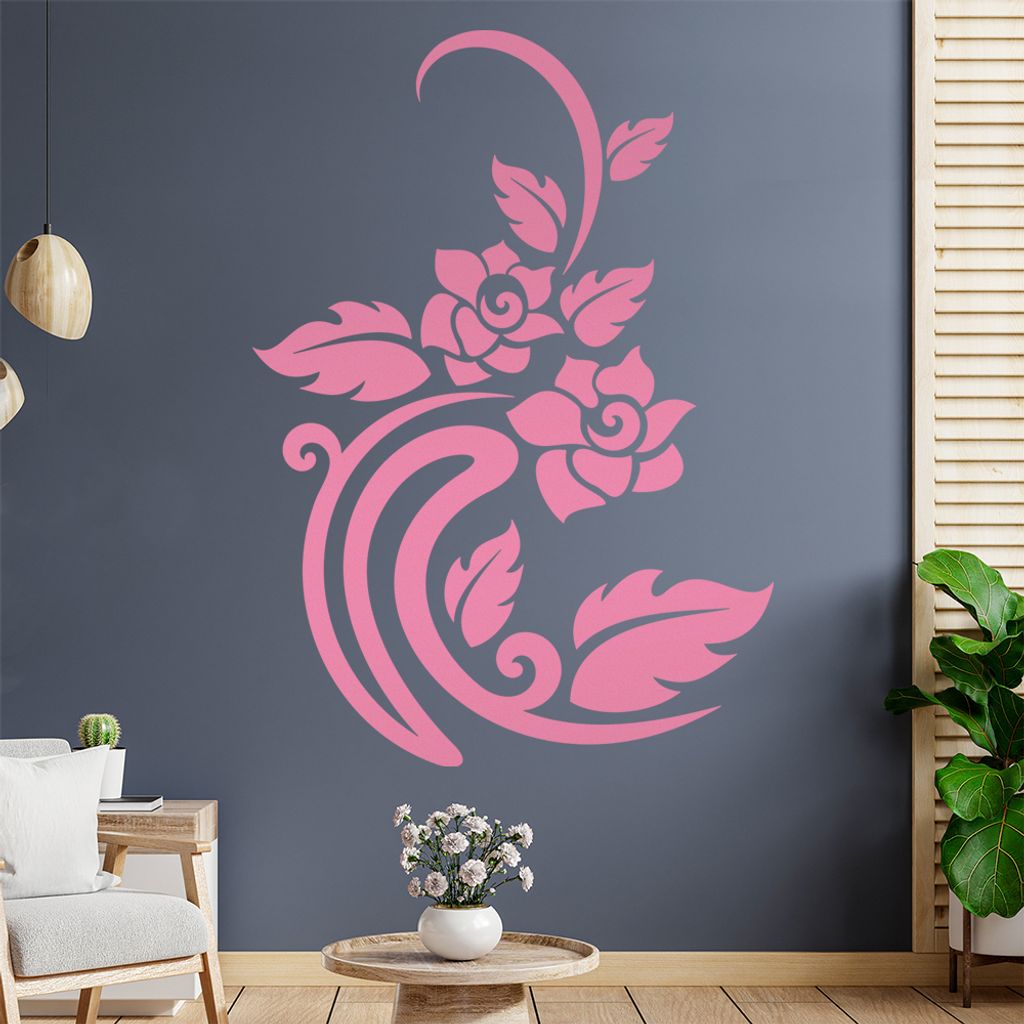 Rosen - Linien Wandtattoo in 6 Größen - Wandaufkleber Wall Sticker - Dekoration, Küche, Wohnzimmer, Schlafzimmer, Badezimmer