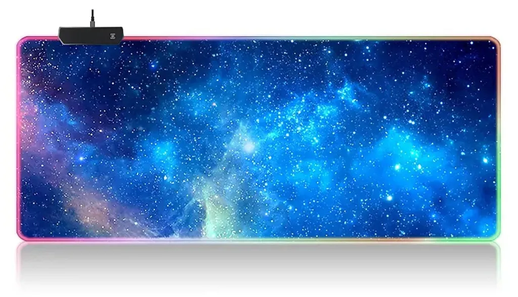 Tapis de souris LED 7 couleurs XXL - Surface antidérapante Stars C04