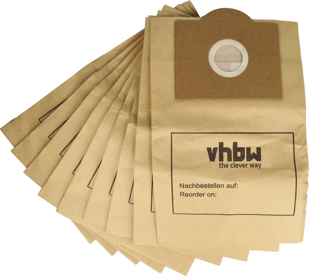 vhbw 10x Staubbeutel kompatibel mit Rowenta Bully RU 720, RU 814, RU 824, RU 90, Wet & Dry, Wet & Dry Compact Staubsauger - 21cm x 20cm Sandfarben