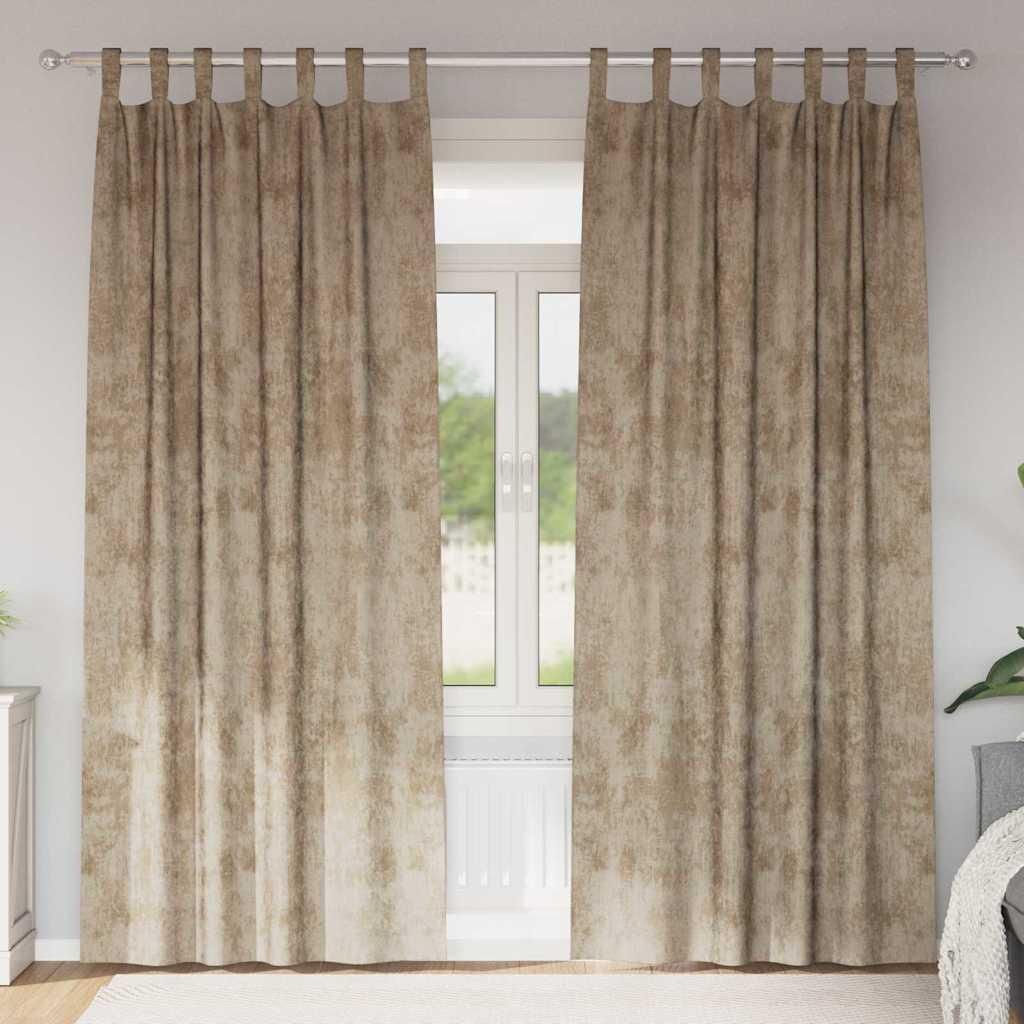 Samtvorhänge mit Vorhängen 2 pcs Champagner 245 x 140 cm Samt