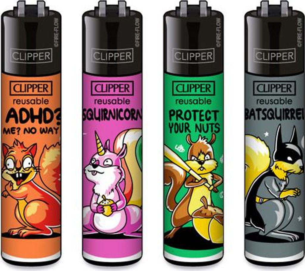 Clipper Reibrad Feuerzeuge Squirrels, 4 Stück Produktbild 