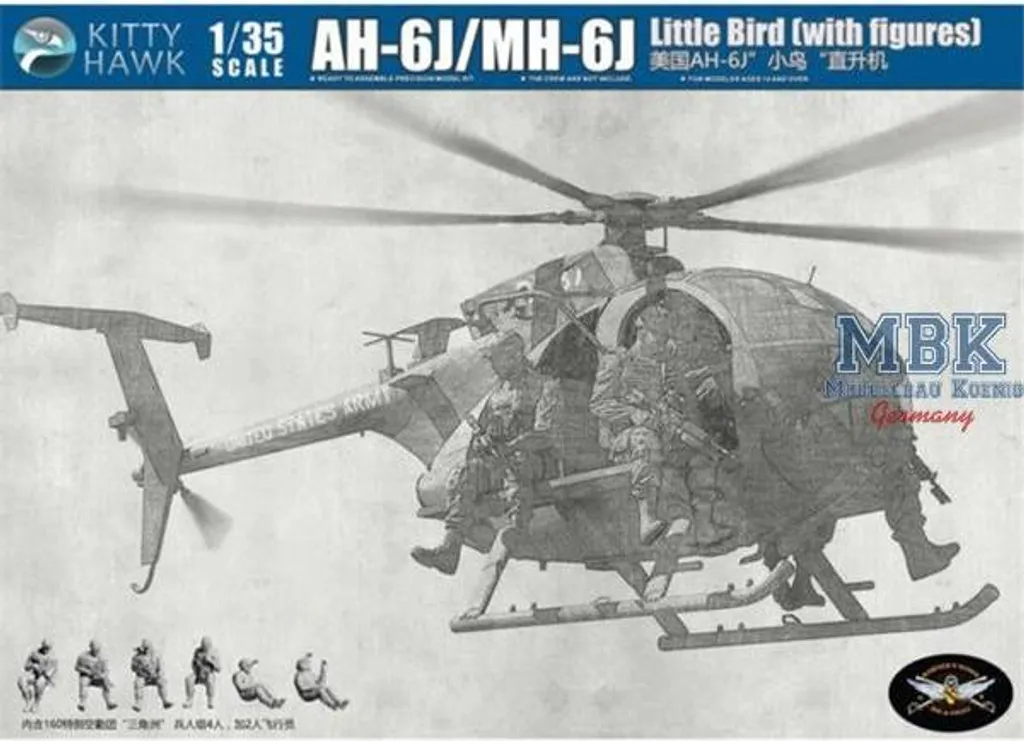 Diorama Militaire AH-6J Little Bird 1/35 avec Figurines Spéciales